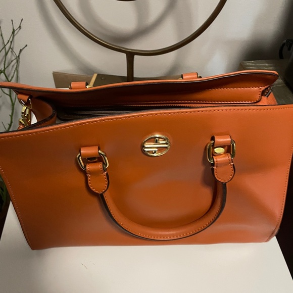 Segolene En Cuir Elegant Orange Handbag - Picture 1 of 10